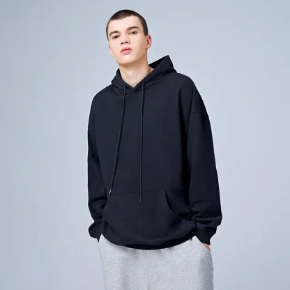 Solid Fleece Hoodie with Long Sleeve - Image 2