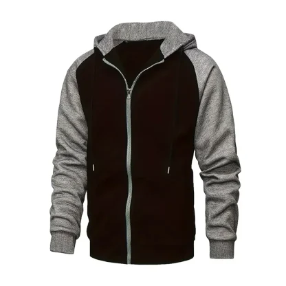 Color Block Hoodie with Zippered Front - Image 10