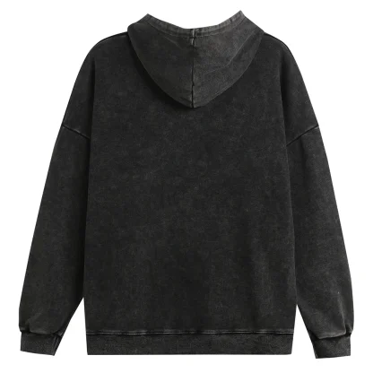 Black Hoodie with Retro Washed Design - Image 6