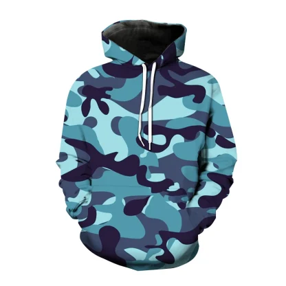Camouflage Print Hoodie with Drawstring - Image 4