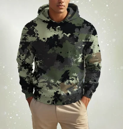 Casual Hoodie with Camouflage Print - Image 2