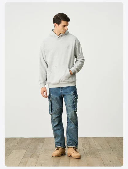 Embroidered Pullover Hoodie with Pocket - Image 8