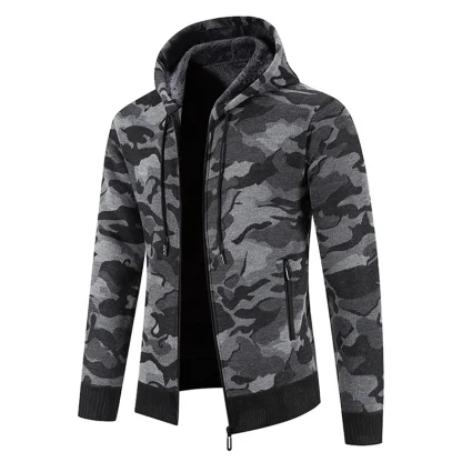 Drawstring Hoodie Jacket with Camo Print - Image 10