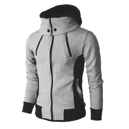 Turtleneck Zippered Hooded Jacket with Pocket - Image 3