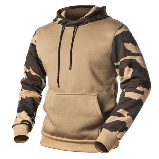 Hooded Sweatshirts with Camo Print Sleeves