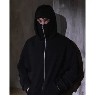 Mask Hoodie Jacket with Zippered Closure