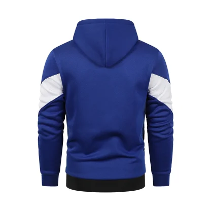 Zippered Hoodie with Color Block Design - Image 3