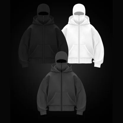 Mask Hoodie Jacket with Zippered Closure - Image 15