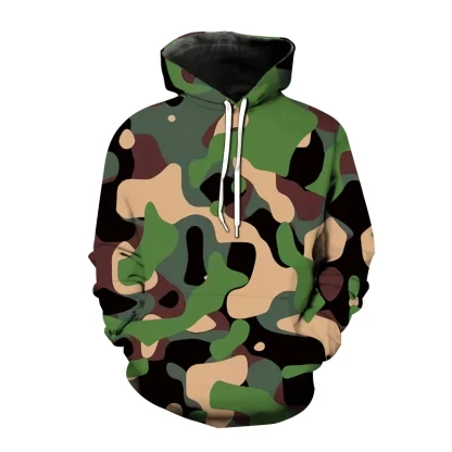 Camouflage Print Hoodie with Drawstring - Image 12