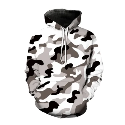 Camouflage Print Hoodie with Drawstring - Image 10