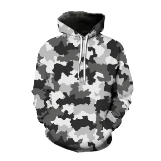 Camouflage Print Hoodie with Drawstring