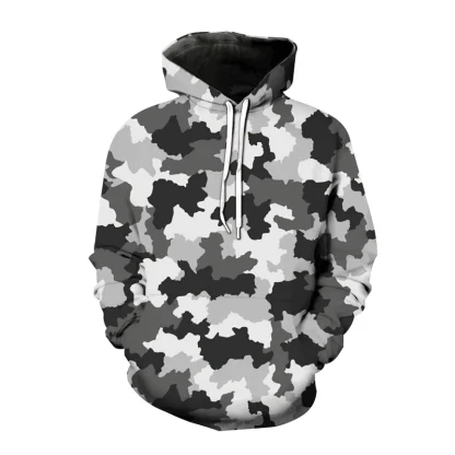 Camouflage Print Hoodie with Drawstring