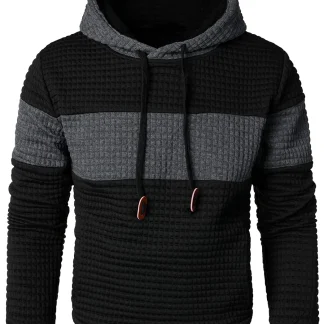 Color Block Warm Hooded Jacket with Drawstring