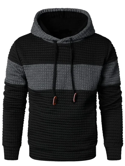 Color Block Warm Hooded Jacket with Drawstring