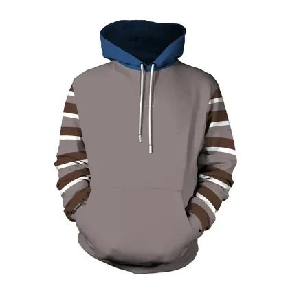 Hoodie Sweashirt with Stripe Sleeves - Image 2