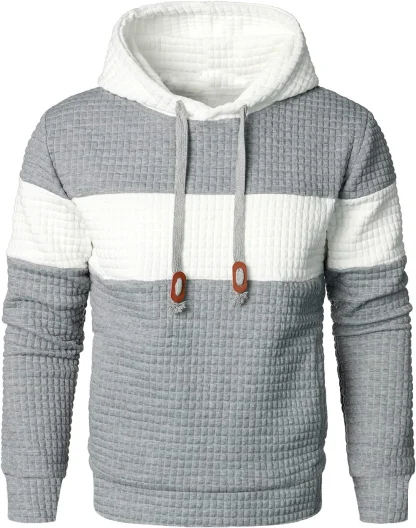 Color Block Warm Hooded Jacket with Drawstring - Image 3