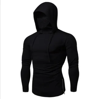 Fitted Hooded Sweatshirt with Mask