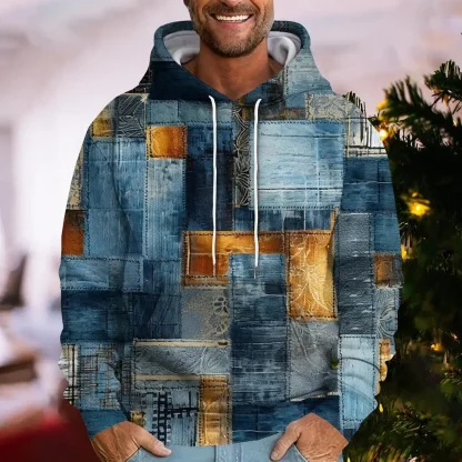 Denim Print Hoodie Jacket for Men - Image 3
