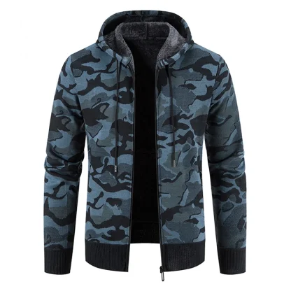 Drawstring Hoodie Jacket with Camo Print - Image 12