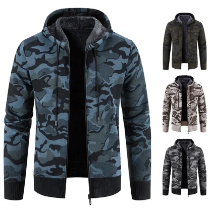 Drawstring Hoodie Jacket with Camo Print - Image 4