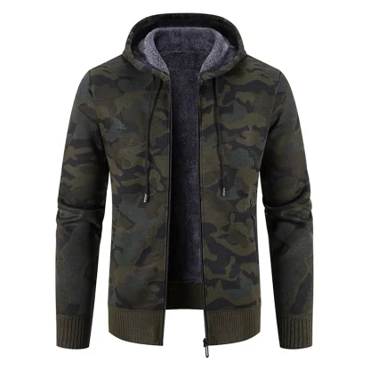 Drawstring Hoodie Jacket with Camo Print - Image 14