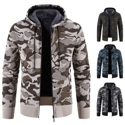 Drawstring Hoodie Jacket with Camo Print - Image 2