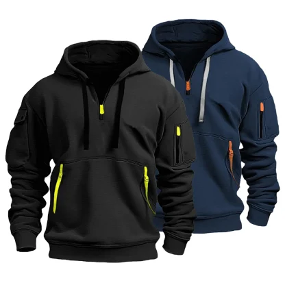 Zip-neck Pullover Hoodie Jackets - Image 6