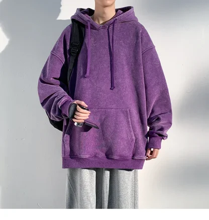 Washed Casual Hoodie with Front Pocket - Image 9