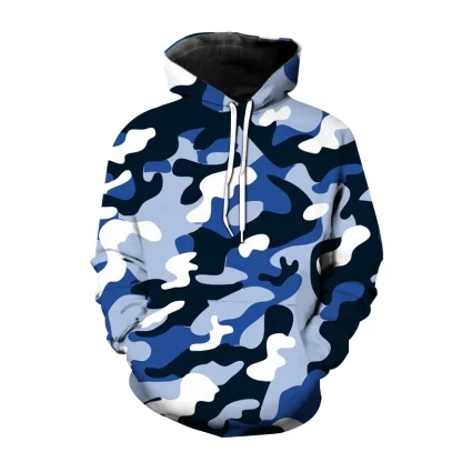 Camouflage Print Hoodie with Drawstring - Image 7