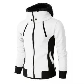 Turtleneck Zippered Hooded Jacket with Pocket