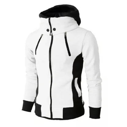 Turtleneck Zippered Hooded Jacket with Pocket