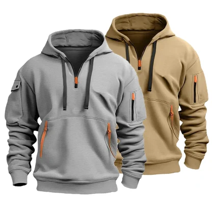 Zip-neck Pullover Hoodie Jackets - Image 2