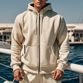Thick Hooded Sweatshirt with Zipper