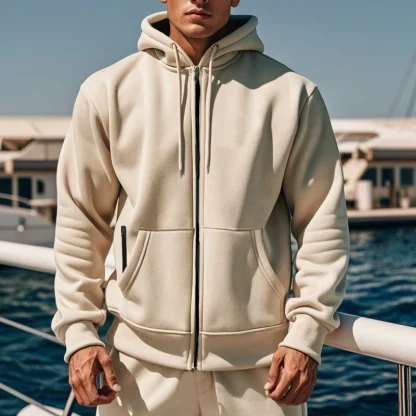 Thick Hooded Sweatshirt with Zipper