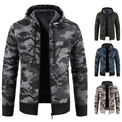 Drawstring Hoodie Jacket with Camo Print - Image 5