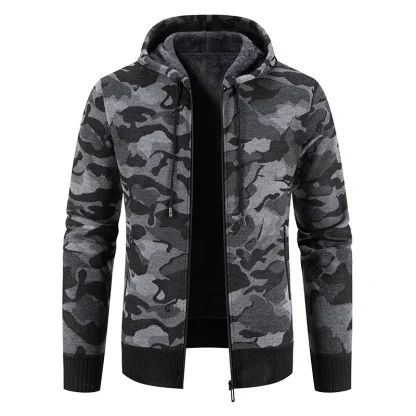 Drawstring Hoodie Jacket with Camo Print - Image 6