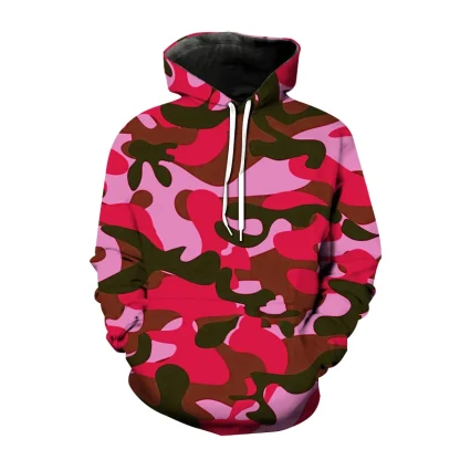 Camouflage Print Hoodie with Drawstring - Image 13