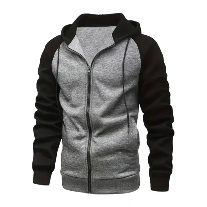 Color Block Hoodie with Zippered Front - Image 8