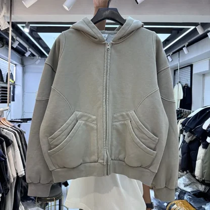 Zippered Front Hoodie with Warm Fleece - Image 5