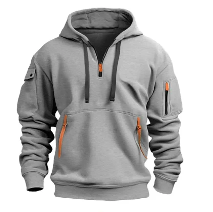 Zip-neck Pullover Hoodie Jackets - Image 3