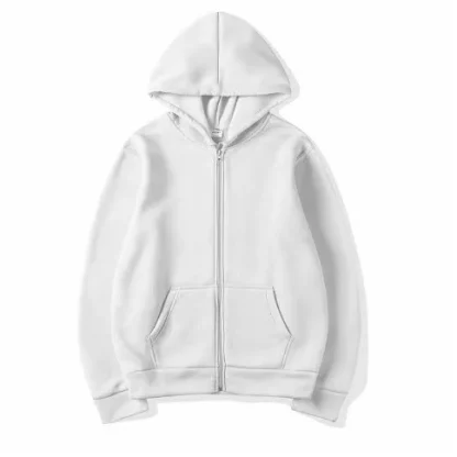 Simple Zippered Hoodie with Front Pocket - Image 7