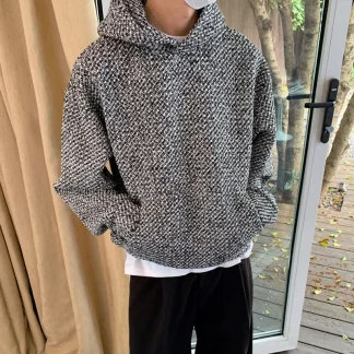 Pullover Knitted Hoodie with Open Pockets