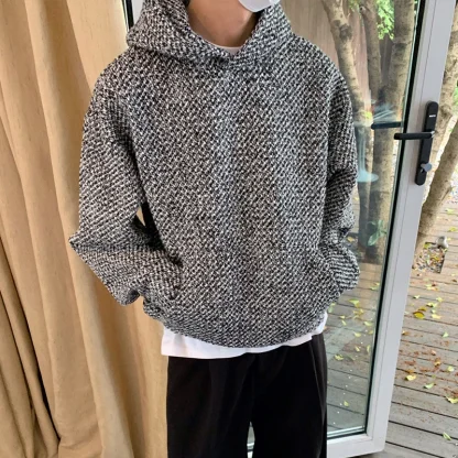 Pullover Knitted Hoodie with Open Pockets