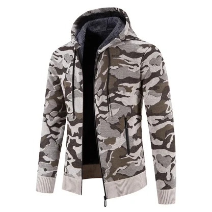 Drawstring Hoodie Jacket with Camo Print - Image 8