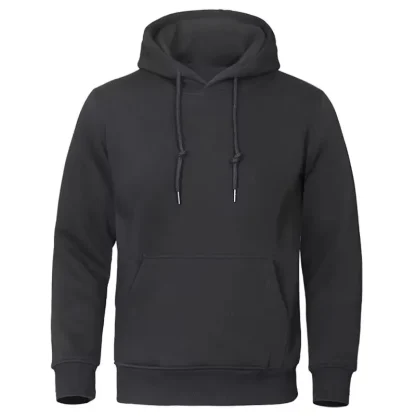 Solid Color Warm Hoodie with Open Pocket - Image 10