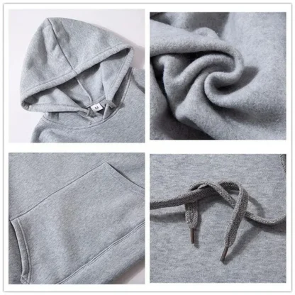 Solid Color Hoodie with Drawstring - Image 7